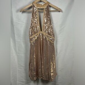Free people film noir rose gold sequin dress size 4